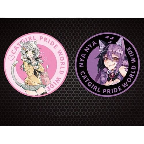 JDM Anime CATGIRL PRIDE WORLD WIDE Car Stickers Japanese Lovely Beauty Cartoon Motorcycle Body Tank Decal Reflective