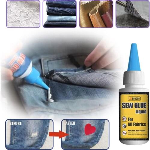 Sew Fabric Glue 5 Min Quick Bonding Fast Dry DIY Making Tools Liquid Reinforcing Adhesive Speedy Fix for All Fabrics Adhesives