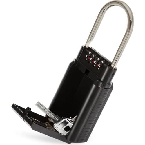 Key Storage Box With Lock And Hook 4 Digit Combination Password Code Safe Zinc Alloy Weatherproof Organizer Container