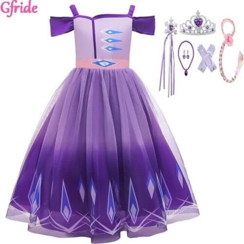 Big Girls snow queen costume Dress Up Kids Princess Off The Shoulder Puff Sleeve Halloween Christmas Cosplay Party Dresses
