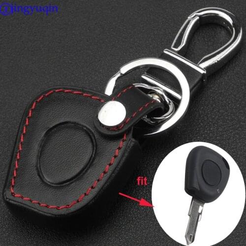 Jingyuqin 1 Button Leather Remote Key Case Cover Holder for Renault Megane Clio Scenic 1BN IR Remote Fob Cover Protector