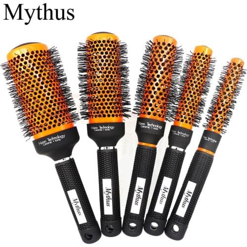 Mythus Orange Hairdressing Round Ceramic Brush 5 Sizes Salon Hairstyling Comb For Hair Curls Ionic Hair Brush Do Not Damage Hair
