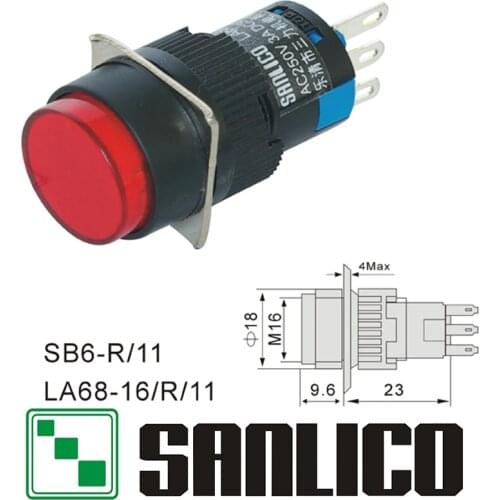 Circular Momentary Push Button Switch XB6EAA41 LA68 LAS1 LAY SB616R/11 Spring Return 16mm