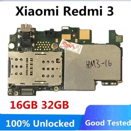 Original Unlocked For Xiaomi Redmi 3 Motherboard 16gb 32gb For Xiaomi Redmi 3 Logic Board With Full Chips With Android System