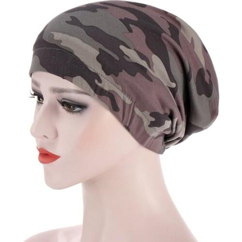 Muslim headdress turban bonnet for woman cotton print inner hijab caps arab headwrap turban femme musulman islamic headscarf