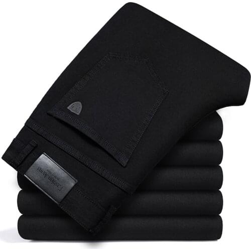 2021 Spring New Men Classic Black Jeans Business Casual Loose Trousers Male Fashion Stretch Straight Denim Pants Brand Clothes