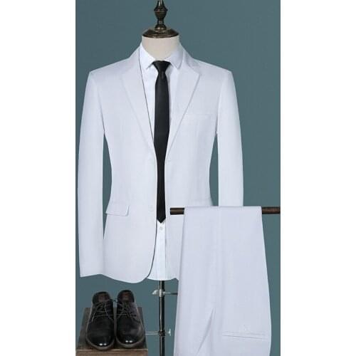 2021 Mens Slim Fit Solid Color Suit Youth Business Clothing Suit Groom Wedding Suit Two Pieces