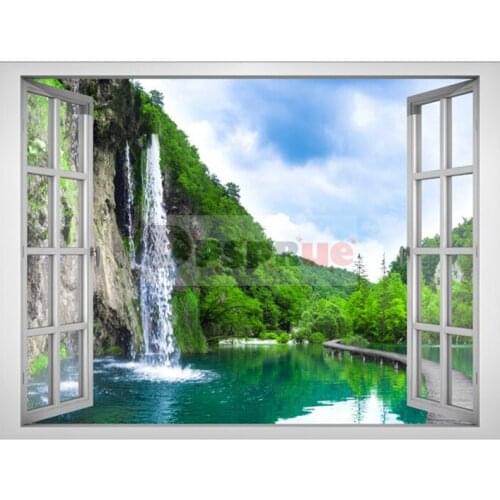Dpsprue 5D DIY Full Square Drill Diamond Painting Scenery Window Daimond Mosaic Diamant Embroidery Home Room Decor FS35