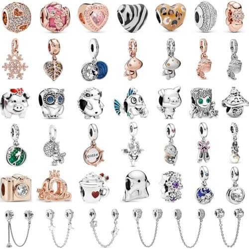 New Fashion Charm Original Owl Mushroom Tree Man Little Fish Piggy Flying Dragon Fits Original Pandora Ladies Bracelet Jewelry