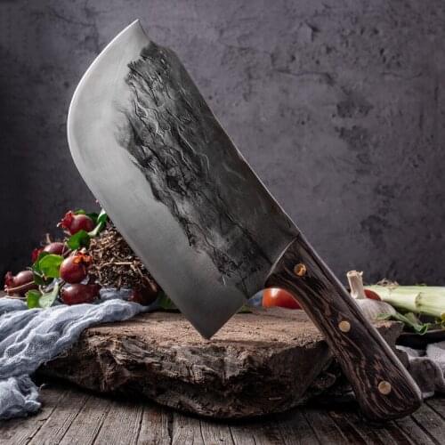 Chopping Knife Thickened Cleaver Handmade Forged Bone Chopper Hammer Pattern Chefs Kitchen High Carbon Stainless Steel Tools