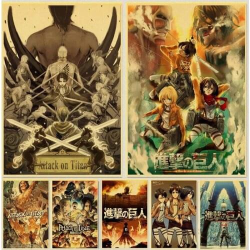 Janpnese Anime Attack on Titan retro posters kraft wall paper High Quality Painting For Home Decor wall stickers Anime poster