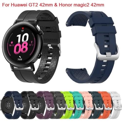 20mm Silicone Watchband for Huawei GT 2 42mm smart watch Sport bracelet for Honor magic 2 42mm Original Wrist Strap Accessories