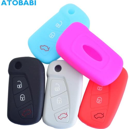 Silicone Car Key Case For Ford KA MK2 2008-2016 3 Buttons Aftermarket Folding Keychain Holder Remote Control Fob Protector Cover