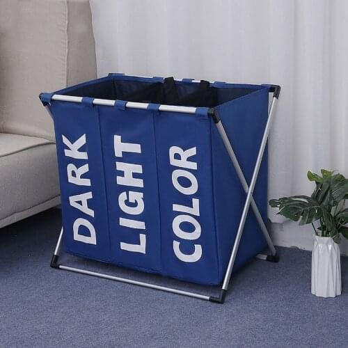 Folding Laundry Basket 3 Compartments Baby Laundry Dirty Clothes Organizer Basket In The Bathroom Girl Storage Laundry ZLB004