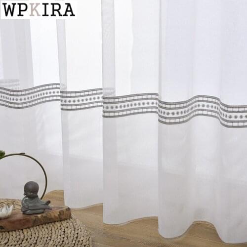 Modern White Sheer Curtain for Living Room Luxury Hollow Tulle Curtain for Bedroom Window Treatment Voile Drape S437#C