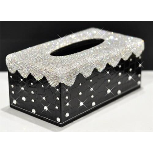 Rhinestone Car Tissue Box Diamond Crystal Auto Luxury Tissue Holder Block-type Tissue Box Car Styling Diamante Bling Cover