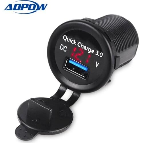 Waterproof Car charger 3.0 Auto Car USB Charger voltage meter usb socket cigarette lighter Power Adapter Motorcycle USB charging