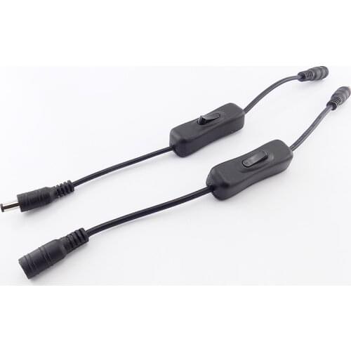 DC power switch 5.5 X 2.1mm DC Power Connector Male Plug to Female adapter black DC5-24V