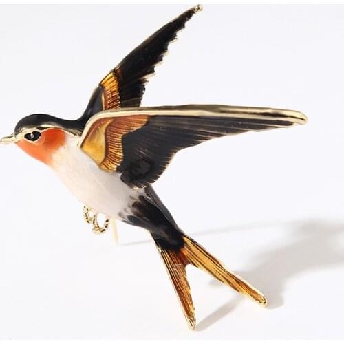 2021 Fashion Enamel Flying Swallow Brooch Pins For Women Animal Bird Broche Jewelry Gift