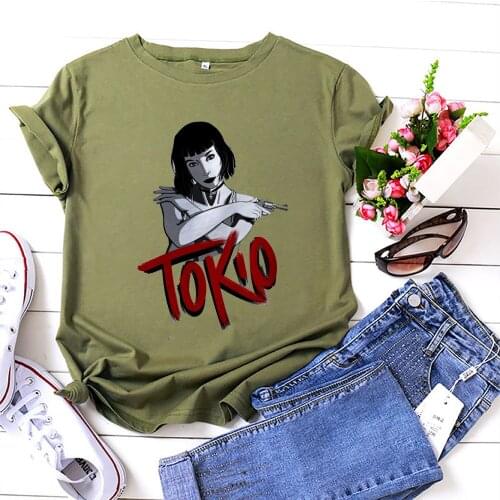 Tokio Short Hair Girls Print Tee Shirt Femme Casual Round Neck Womens Tshirt Short Sleeve Personalized Fashion T Shirts Women