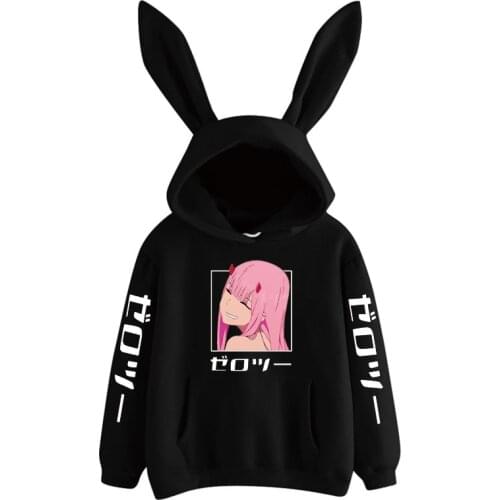 Anime darling in the franxx hoodie zero two Harajuku women girl kawaii cosplay rabbit Streetwear DL5