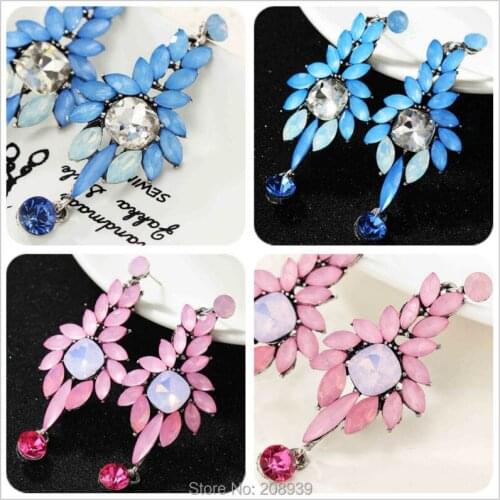 Newest Gorgeous HOOP long Womens fashion earrings New arrival brand sweet metal with gems stud crystal earring for women girls