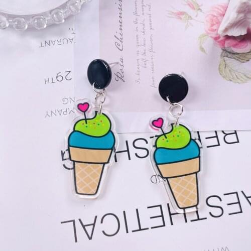 Womens Earrings Acrylic Party Fashion Eardrops Fun Colorful New Cartoon Gift Ice cream