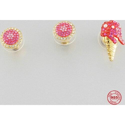 2020 New Fashion Charm Sterling Silver Original 1:1 Copy, Cute Ice Cream Exquisite Fashion Earrings Women Luxury Jewelry Gifts