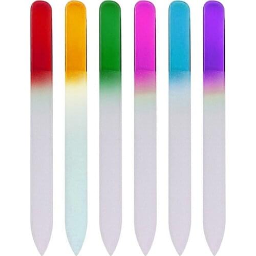 1pc Crystal Glass Nail Art Buffer Files Professional Manicure Device Tool Durable Nail Art Buffer Files Red/Gold/Green/Purple