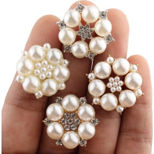 120PCS 27MM Fashion Glass Plated Rhinestone Buttons For Headbands Silver Crystal Button For Hair Accessories Flower Centers