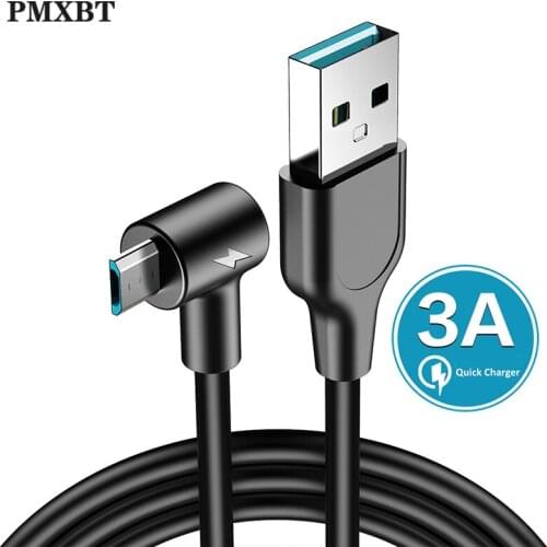 3A USB Cable Charger Fast Charging 90 Degree Elbow Data Micro usb cable For Samsung S6 S7 Edge Microusb Cord Mobile Phone Cables