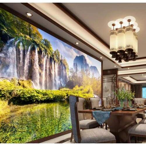 3D Wallpaper Custom Photo Wallpaper 3D Stereo Natural landscape scenery waterfall wall TV Background 3D Mural Wall Paper