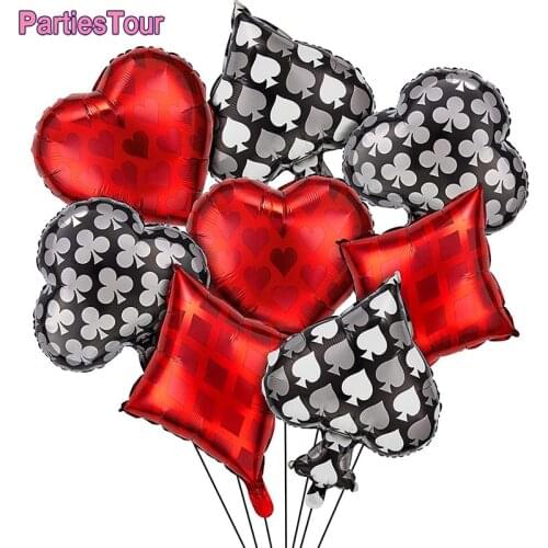 8X Casino Theme Party Balloons Playing Cards Balloons Casino Foil Balloons Casino Night Party Birthday Decor for Las Vegas Party