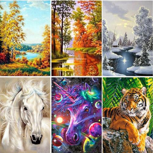 5D Diy Diamond Painting Cross Stitch Kits Diamond Mosaic Embroidery Landscape Animals 3D Painting Full Round&Square Drill Gifts