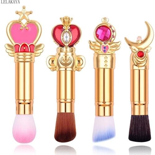 Anime Sailor Moon Magic Wand Brush Cardcaptor Sakura Action Figure Portable Eye Shadow Makeup Brushes Set Blending Cosmetic Tool