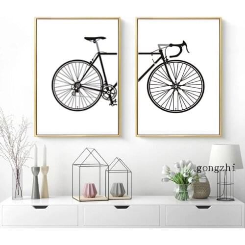 Black and White Bike Nordic Poster Minimalist Vintage Bicycle Canvas Paintings Prints Office Wall Art Pictures Living Room Decor