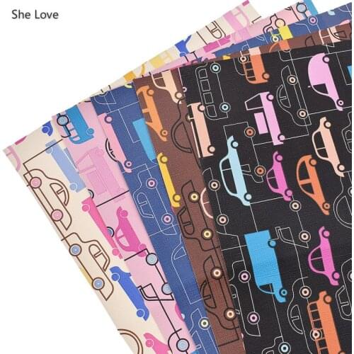 Chzimade A4 Cars Printed Artificial Leather Fabric For DIY Handmade Sewing Garment Supplies