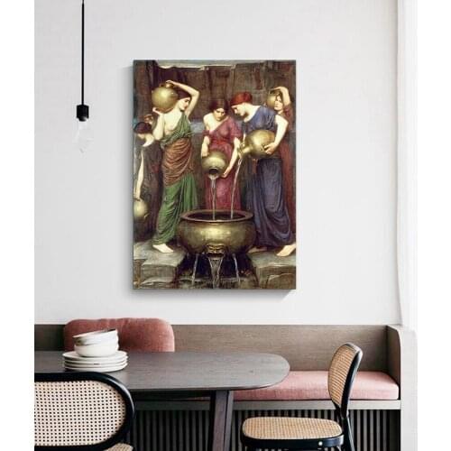 Citon William Waterhouse《Danaides》Canvas Art Oil Painting Artwork Poster Picture Wall Decor Home Living room Decoration