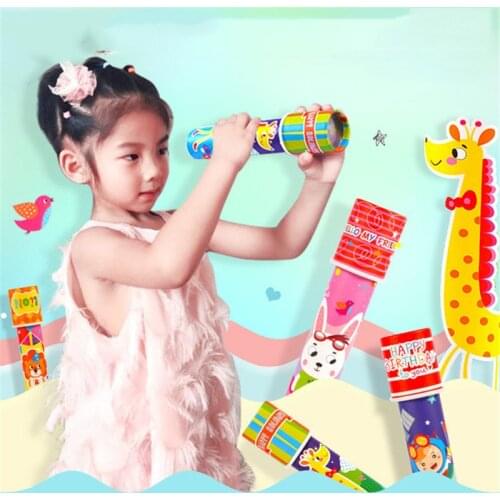 Children DIY Polyprism Magic Rotating Kaleidoscope Cartoon Animal Classic Kindergarten Handmade Toy for Girls Boys Gifts Box