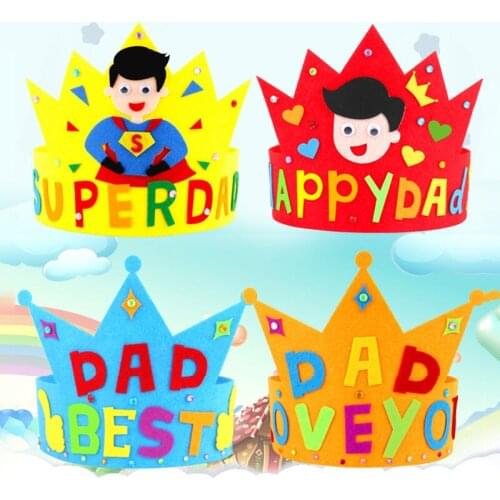 Children DIY Dads Crown Handmade Creative Toy Kindergarten Art Toys Materials Package Kids Homemade Fathers Day Gifts