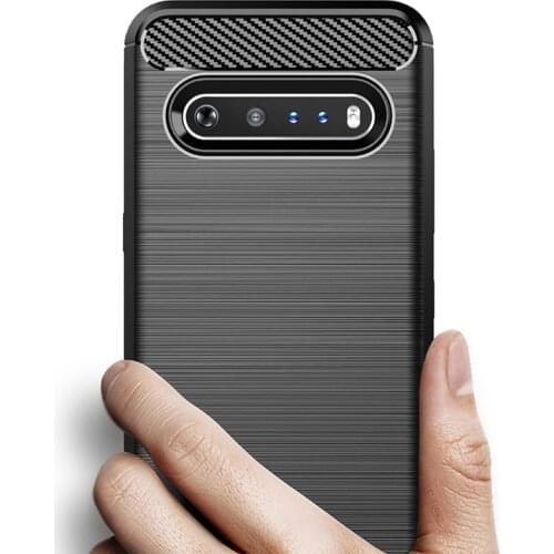 For LG V60 ThinQ K50s Q70 Carbon fiber Cover Phone Case Bumper Case Full Protection Phone Cover Shockproof Bumper