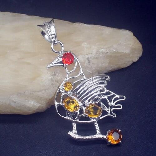 Gemstonefactory Jewelry Big Promotion 925 Silver Citrine Garnet Topaz Gems Women Ladies Mom Gifts Necklace Pendant 20213825