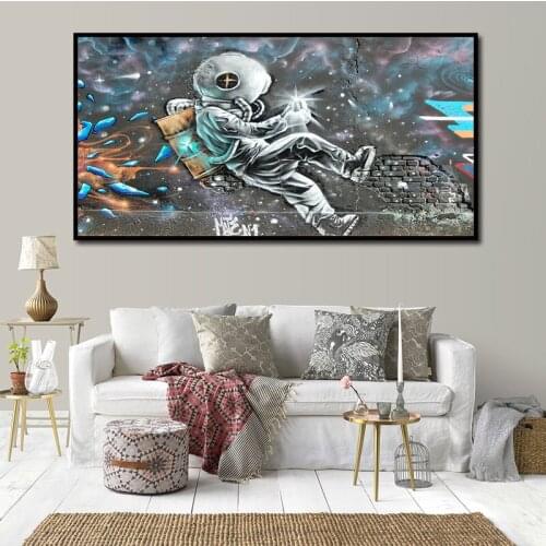 Graffiti Art Astronaut Canvas Paintings Wall Art Posters and Prints Street Art Abstract Modular Pictures for Living Room Decor