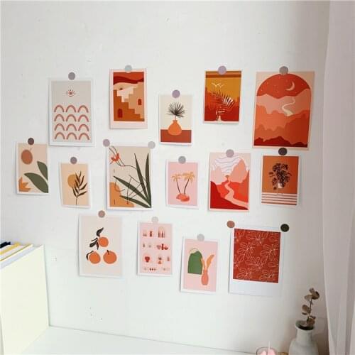 Ins 15 Sheets Art Dusk Plant Decorative Card Creative Bookmarks Postcard Diy Wall Sticker Small Poster Stationery Photo Props