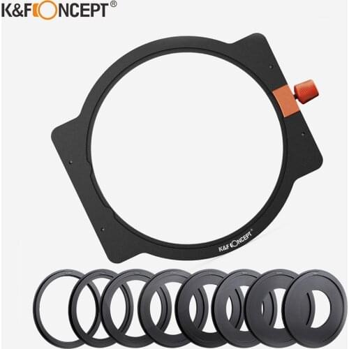 K&F Concept Aluminum Metal Square Filter adapter Holder 100mm can install 2 Square Filters for 49/52/58/62/67/72/77/82mm Adapter