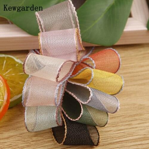 Kewgarden DIY Hair Bow Corsage Sewing Accessories Color Laciness Organza Ribbon 1.5" 1" 38 25mm 10mm Handmade Tape 10 Yards