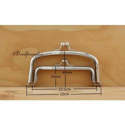 Metal purse frame Double glue on clasp clip nickel 5 inch X 2 1/2 inch C23