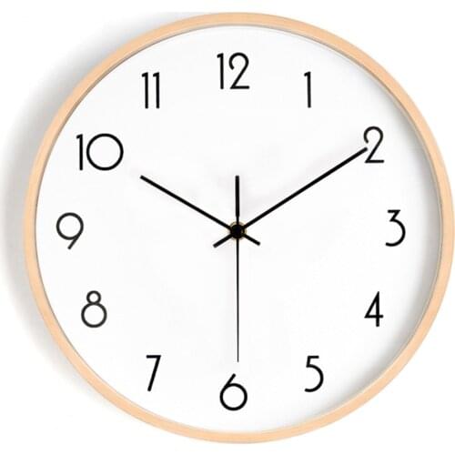 Fashion Wood Wall Clock Silent Classic Nordic Wood Round Wall Clock Simple European Modern Reloj De Pared Home Decor BD50WC