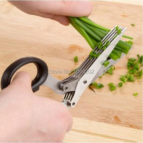 Stainless Steel Kitchen Knives 5 Layers Scissors Sushi Shredded Scallion Cut Herb Spices Kitchen Vagetable Scissors
