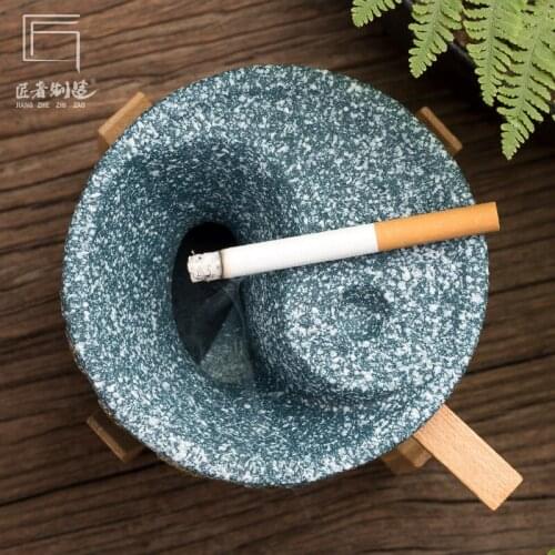 Creative Stone Mill Ashtray Ceramic Household Personalized Car Ashtray Ornaments Customized Large-capacity Anti-fly Ash Crafts
